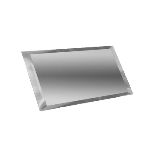 Прямоугольная зеркальная серебряная плитка с фацетом 10мм ПЗС1-01 - 240х120 мм/10шт