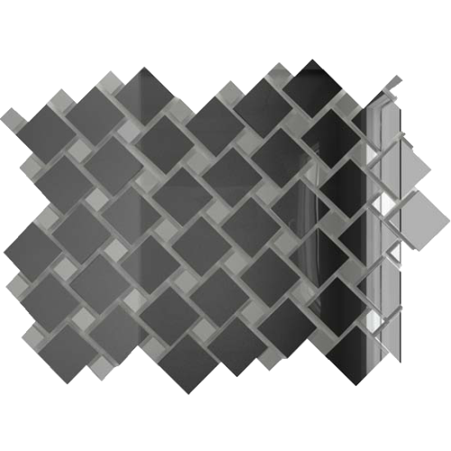 Мозаика зеркальная Графит + Серебро Г70С30 ДСТ с чипом 25х25 и 12х12/300 x 300 мм (10шт) - 0,9