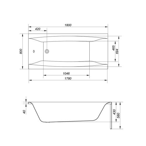 Ванна прямоугольная VIRGO 180x80 белый