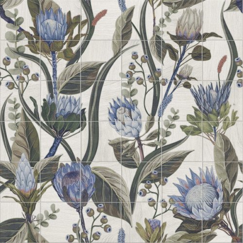 Mural Blu Leaves 120x120 (Комплект Из 36шт 20x20)